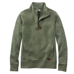 LL Bean Quilted Green Quarter Zip